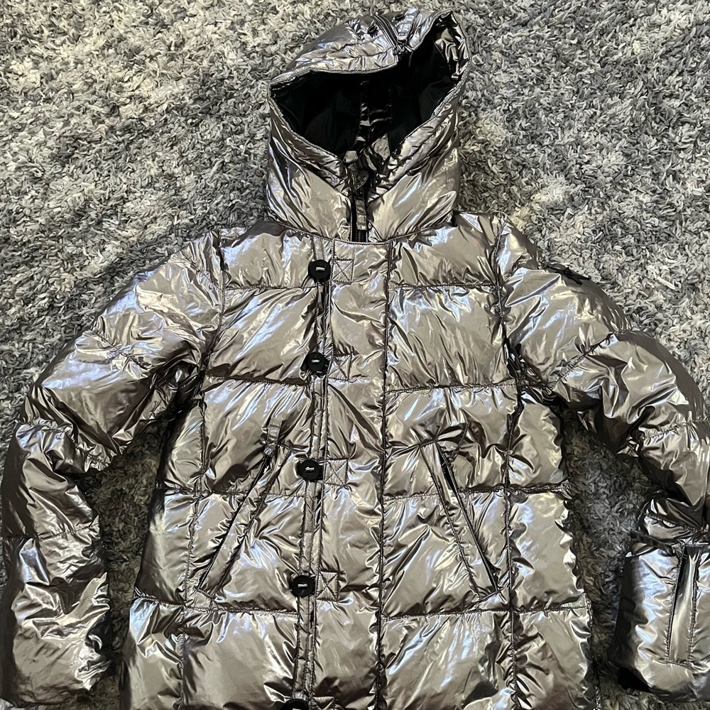 Jet Set Women’s European Ski Silver Puffer Coat Sz 3/ U.S. Large Sz 10
